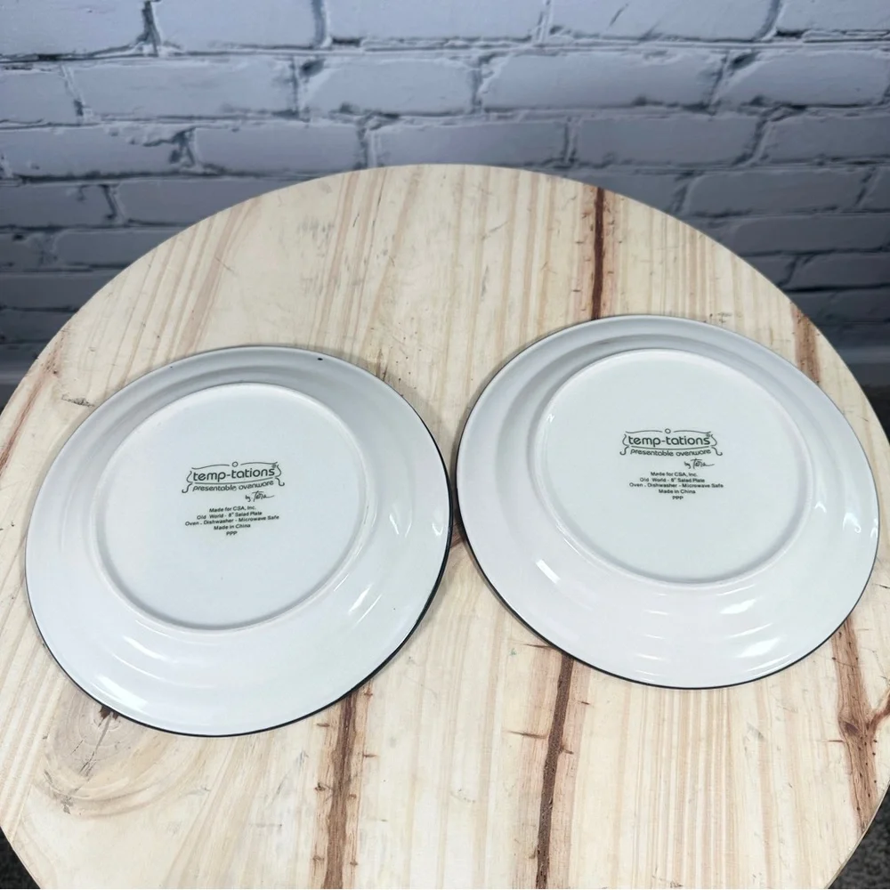 Temp-tations Old World Black Salad Plates 8